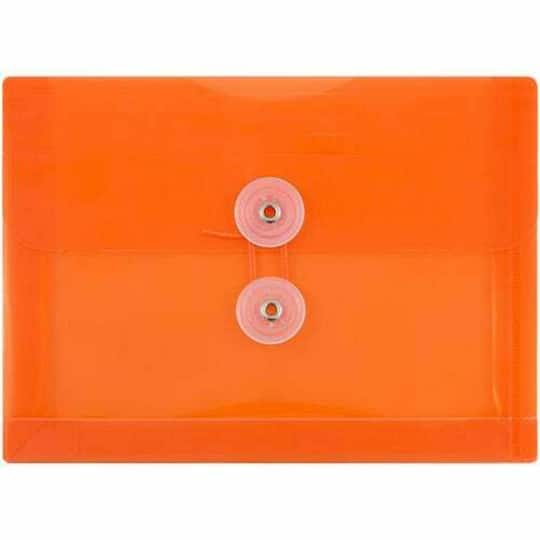 JAM Paper 5.5" x 7.5" Orange Plastic Button String Booklet Envelopes, 24ct.